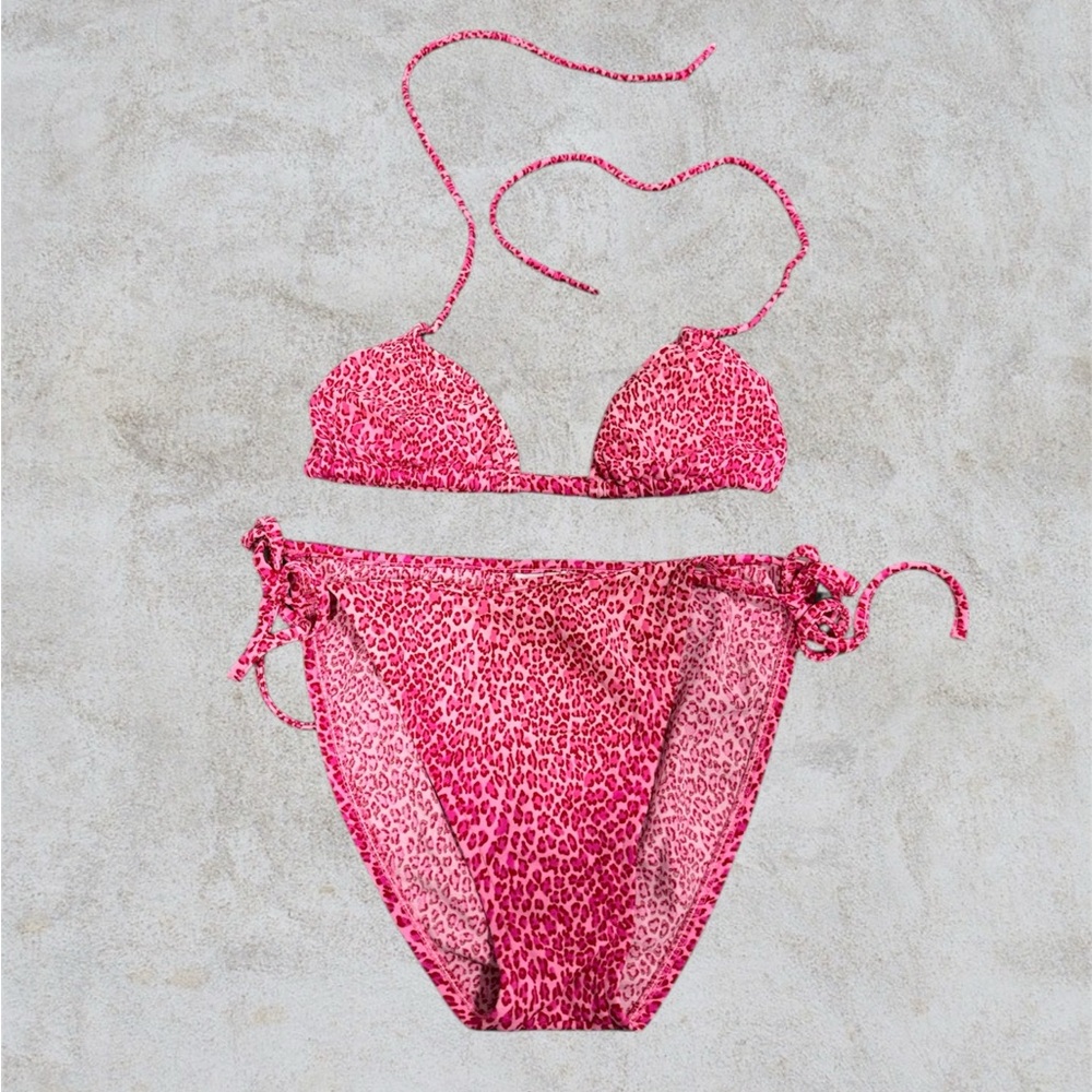 Pink Leopard Print Bikini Set